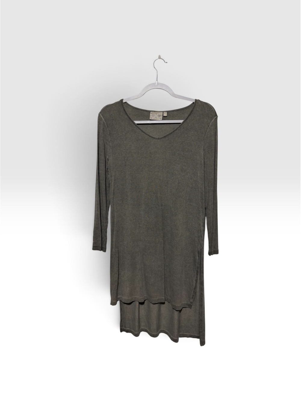 Dantelle Gray Rayon Hi-Low Long Sleeve Comfy Casual Tunic Dress Size S